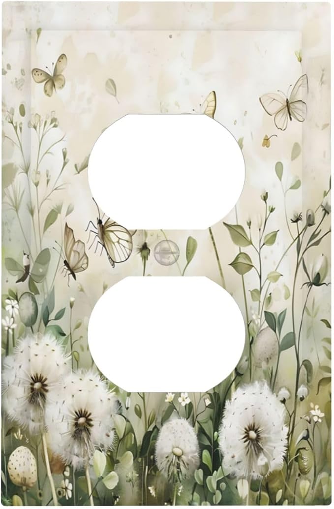 Dandelions Butterflies Watercolor Wildflowers Floral Outlet Covers 1 Gang by Unknown