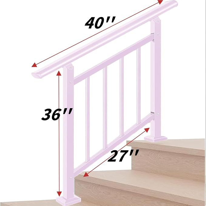 Handrails for Outdoor Steps Suitable for 1 to 3 Steps- Wrought Iron Stair - Image 2