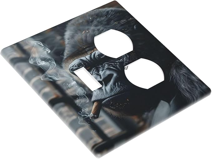 Funny Animal Smoking Black Orangutan Wallplates 1 Toggle 1 Duplex Switch Plate - Image 3