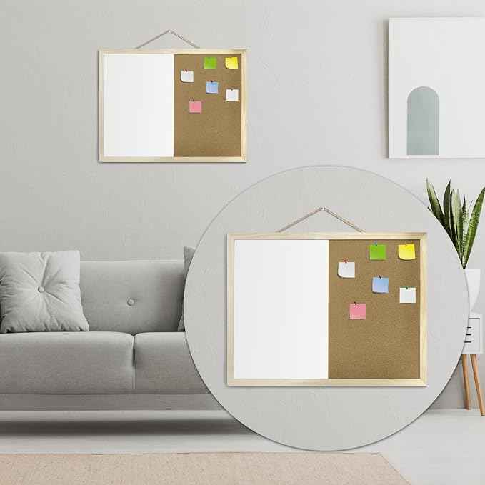 GDMINLO 16.5 x12.6 Inches Dry Erase Cork Bulletin Combination Board, Notice