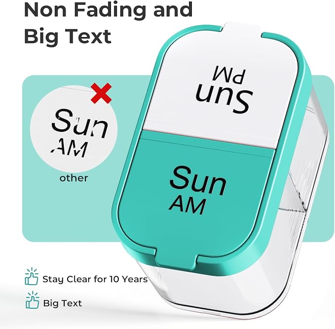 Odaro Extra Large Weekly Pill Organizer 2 Times A Day, Pill Box 7 Day Am Pm to - Image 4