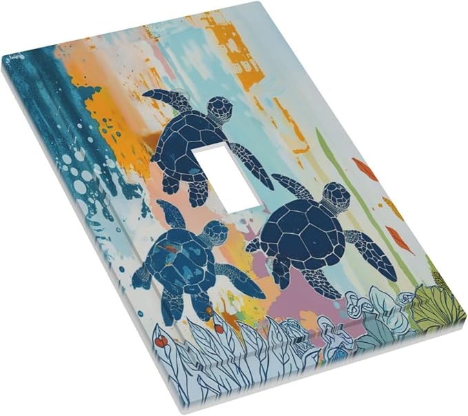 Decorative Light Switch Cover Colorful Ocean Sea Turtle Marine Life 1 Gang - Image 3