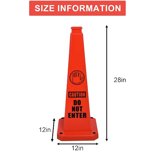 OrangeStar 3-Pack 28" Do Not Enter Cones, Large 4-Sided No Entry Message Safety - Image 6
