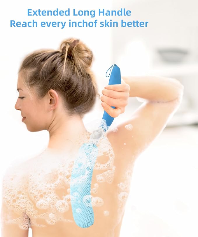 Long Handled Shower Brush, Non-Slip Long Handle Bath Brush, Back Body Brush - Image 3