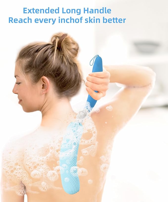 Long Handle Bath Brush, Anti-Slip Curve Handled Bath Body Brush, Back Scrubber - Image 7