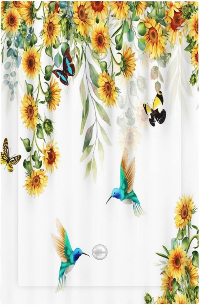 Yellow Sunflower Blue Hummingbird Butterfly 1 Gang No Device Light Switch Cover by Spshian