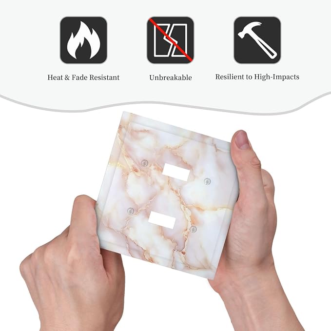 Decorative Switch Plates Pink Jade Marble Granite 2 Gang Double Toggle Outlet - Image 6