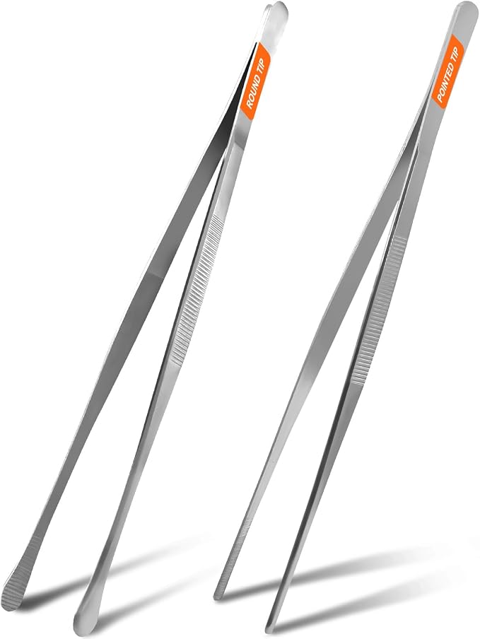 2Pcs 12-inch Kitchen Tweezers for Cooking, Kitchen Tweezer Tongs, Fine by Unknown