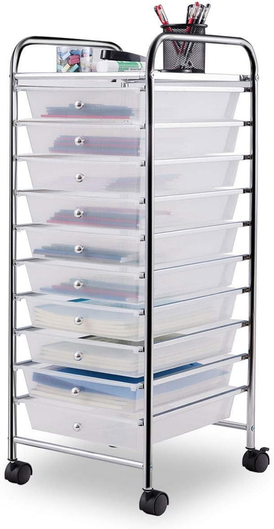 Giantex 10 Drawer Rolling Storage Cart Scrapbook Paper Office School Organizer by Giantex