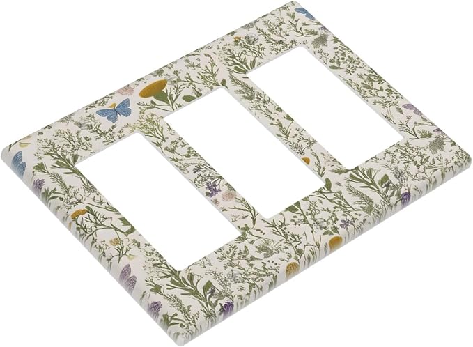 Floral Vintage Garden Plants Herbs Flower Botanical Outlet Covers Triple Rocker - Image 3