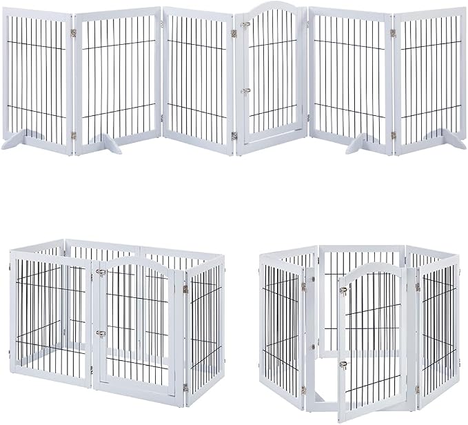 unipaws 144" Extra Wide Dog Gate and Pet Playpen, Free Standing Tall Dog Fence by unipaws