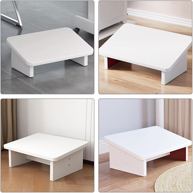 COHEALI Wooden Footrest Stool Warm White Multi-Functional Ergonomic Step Stool - Image 2