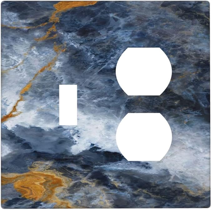 Decorative Outlet Covers Gold Dark Blue Gilt Haze Marble 2 Gang Duplex Light by VGHOKO