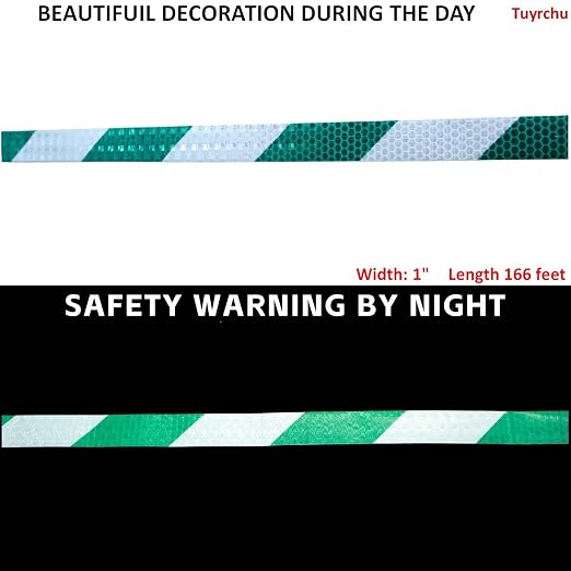 Green and White Reflective Tape Outdoor Waterproof 1 inch X 166 feet, High - Image 3