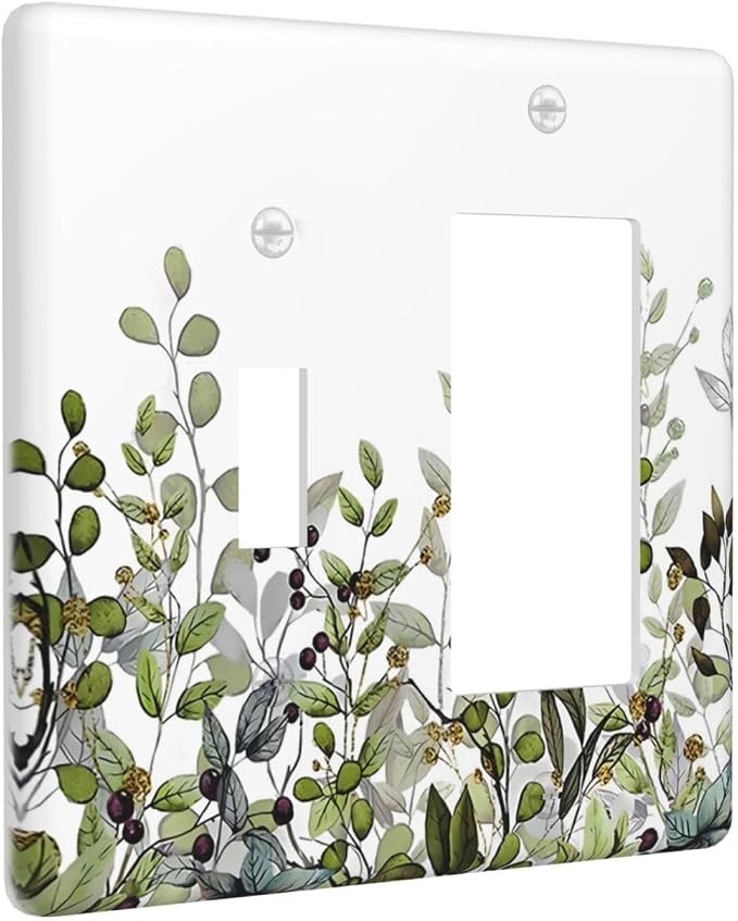 Watercolor Green Eucalyptus Leaves Plants Fruit Outlet Covers 1 Toggle 1 Rocker - Image 2