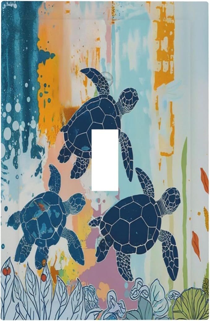 Decorative Light Switch Cover Colorful Ocean Sea Turtle Marine Life 1 Gang by Everyswitchisastoryswitch