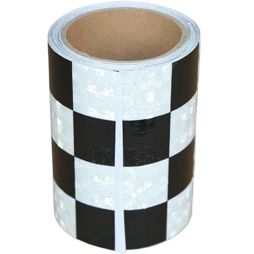 Black White Reflective Tape 4 inch X 10 feet, Outdoor Waterproof Hazard by tuyrchu
