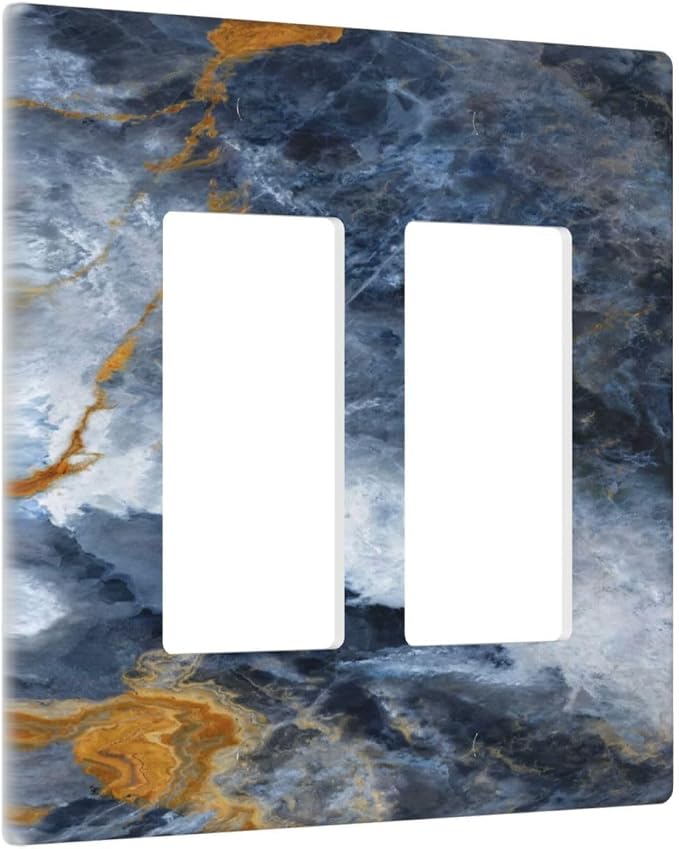 Decorative Outlet Covers Gold Dark Blue Gilt Haze Marble 2 Gang Light Switch - Image 2