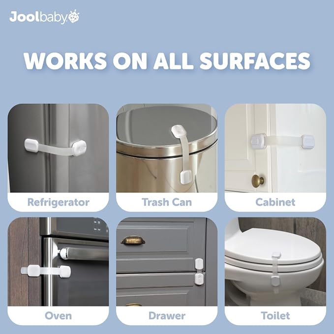 Child Safety Strap Locks Baby Proof Cabinets, Toilet & Trash Cans – 3M Adhesive - Image 4