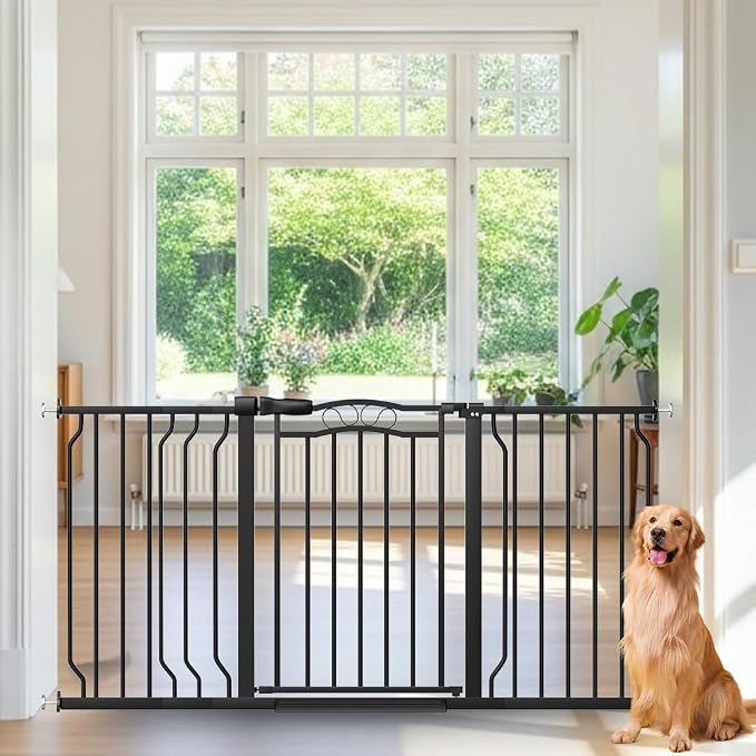 53.1-62.5 Inch Extra Wide Baby Gate, Pressure Mounted Dog Gate Indoor, Walk - Image 9