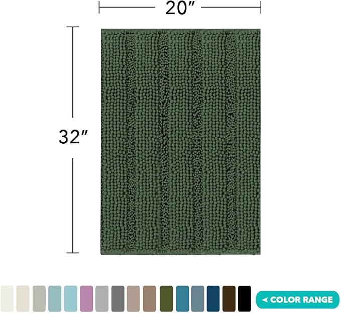 Turquoize Bathroom Rugs Shaggy Chenille Bath Rug Non Slip Thick Shaggy Bath Mats - Image 2
