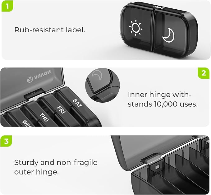 AUVON XL Weekly Pill Organizer 2 Times a Day, Pill Box 7 Day - Image 3