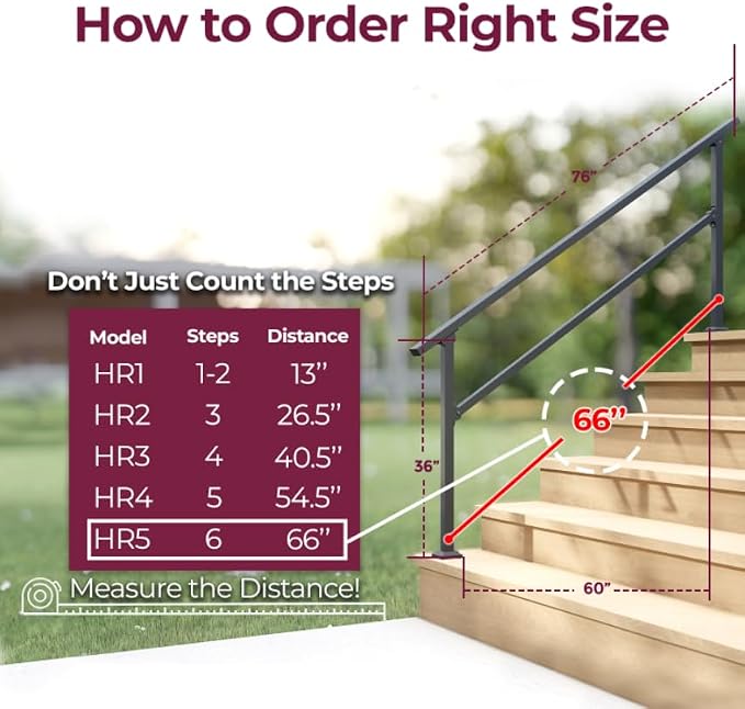 CR Fence & Rail Handrails for Outdoor Steps & Indoor Stair Railing Kit - Image 2