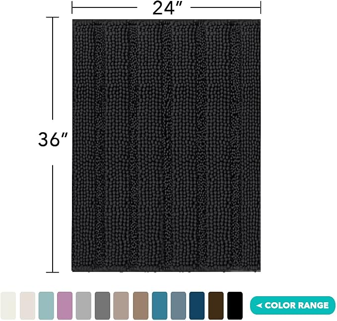 Turquoize Chenille 24"x 36" Extra Soft, Absorbent Shaggy Bath Rugs - Image 2