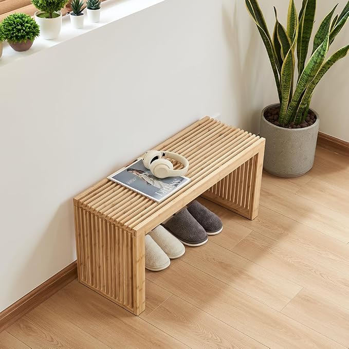 Versatile Wooden Slatted Bench - Image 2