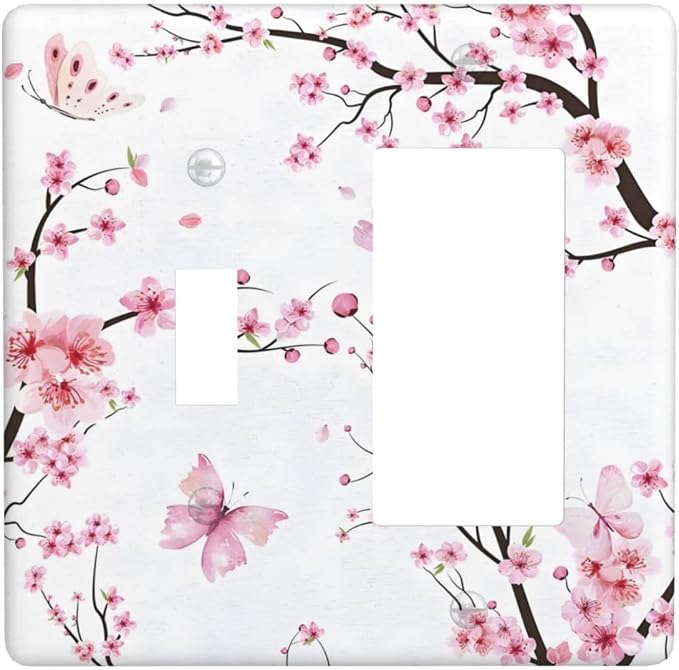 Cherry Floral Watercolor Pink Flowers Butterfly Outlet Covers 1 Toggle 1 Rocker by Unknown