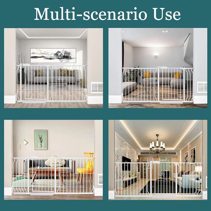 ALLAIBB Extra Wide Pressure Mounted Baby Gate Walk Through Child Kids Safety - Image 6