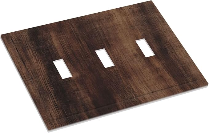 Decorative Switch Plate Covers Rustic Farmhouse Brown Wood Barn Door 3 Gang - Image 3