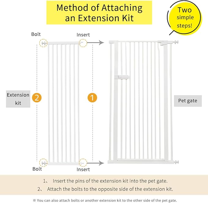 Lumizone Extra Tall Cat Gate Extension Kit 61.02" High Pressure Mounted 2025 - Image 2
