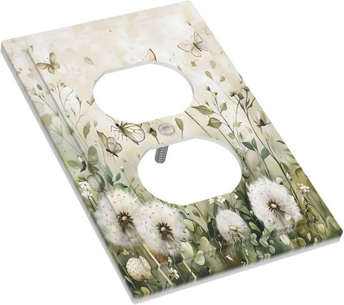 Dandelions Butterflies Watercolor Wildflowers Floral Outlet Covers 1 Gang - Image 3