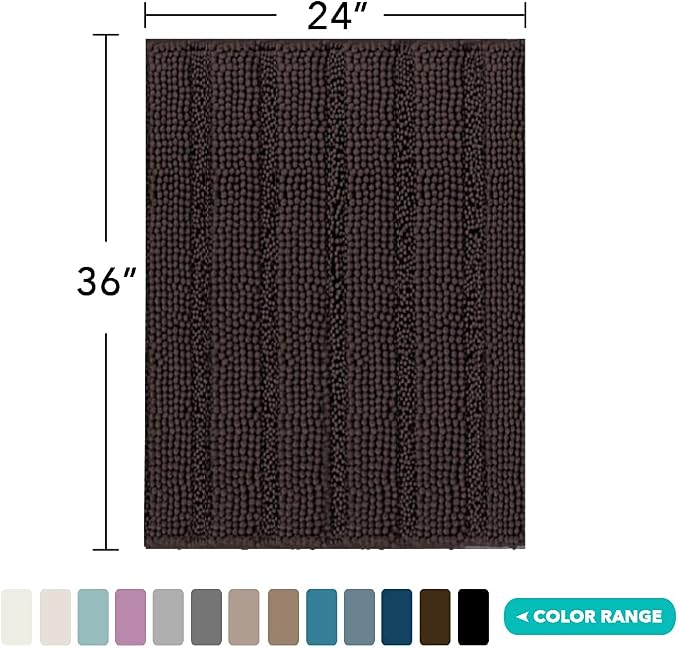 Turquoize Chenille Bath Rugs Shaggy Bathroom Rugs Non Slip Bath Mat - Image 2