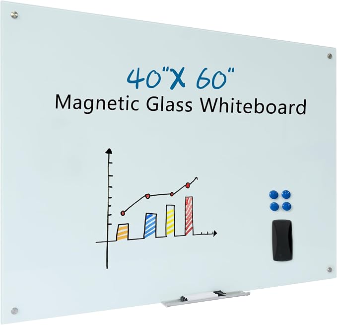 Magnetic Glass Dry Erase White Board Whiteboard Glass Writeboard 40"x60" by Unknown