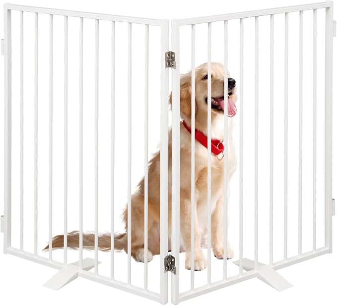 Metal Freestanding Dog Gates, Extra Wide 24", Heavy Duty Freestanding Pet by FurggisPet