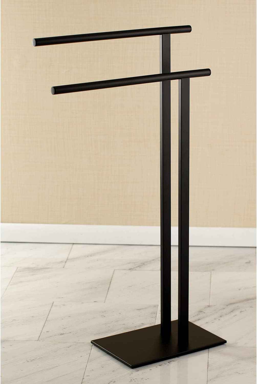 Kingston Brass SCC6035 Edenscape L-Shape Freestanding Towel Holder - Matte Black