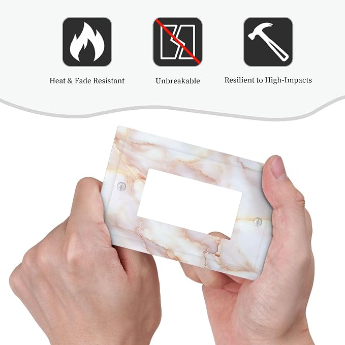 Decorative Outlet Covers Pink Jade Marble Granite 1 Gang Single Rocker Light - Image 5