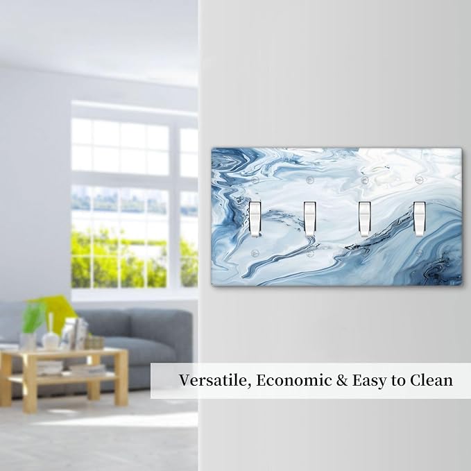 Light Blue Marble Texture Abstract Print Light Switch Covers Quad Toggle - Image 7