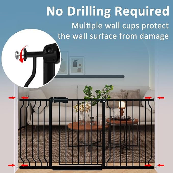 Narrow Baby Gate 24 to 29 Inch Wide Pet Gate Pressure Mounted No Drill Safety - Image 4