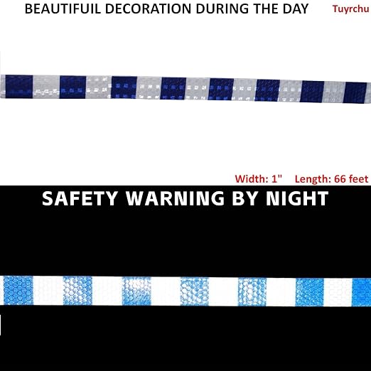 Blue and White Reflective Tape Outdoor Waterproof 1 inch X 66 feet, High - Image 3