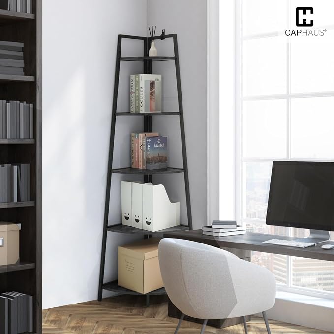 CAPHAUS Tall Corner Shelf Stand, 4-Tier Display Shelves, Ladder Corner Wood - Image 8