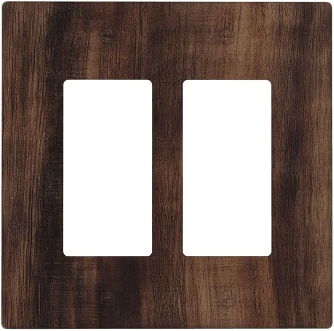 Decorative Outlet Covers Rustic Farmhouse Brown Wood Barn Door 2 Gang Light by VGHOKO