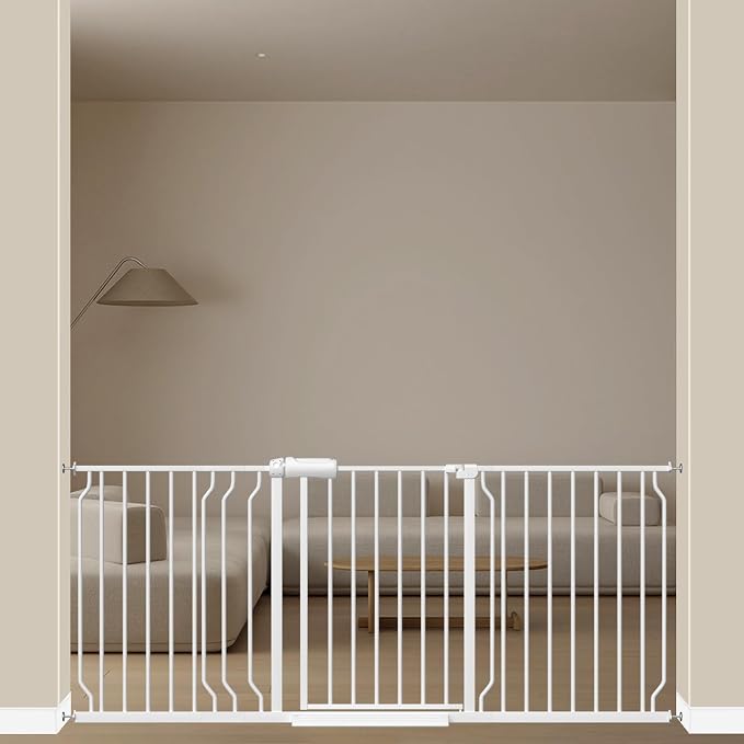 ALLAIBB Extra Wide Pressure Mount Baby Gate Auto Close White Metal Child Dog by ALLAIBB