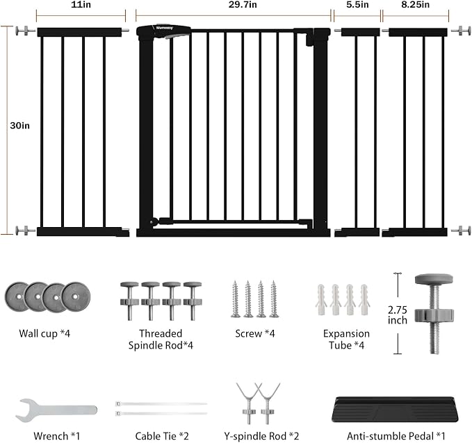 Mumeasy 29.7-57" Extra Wide Baby Gate, Auto Close Large Dog Gate - Image 2