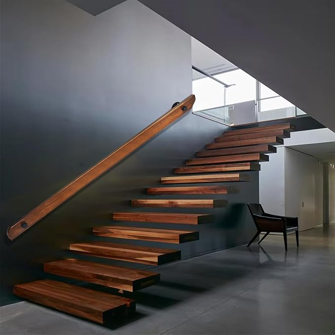 Wood Handrails, Indoor Non-Slip Staircase Handrail, Retro Rustic Wall Mount - Image 7