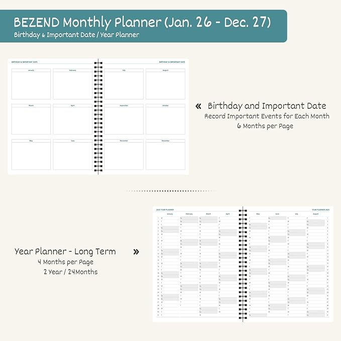 BEZEND Monthly Planner 2026-2027 2 Year Calendar Book - Image 4
