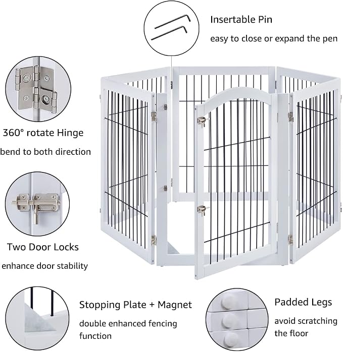 unipaws 144" Extra Wide Dog Gate and Pet Playpen, Free Standing Tall Dog Fence - Image 4