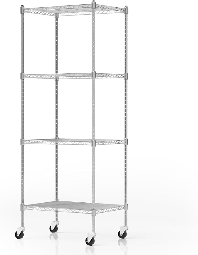Garage Shelving with Wheels, 4 Tier Shelving Unit and Adjustable Feet, 865 lb by FUXRYTH